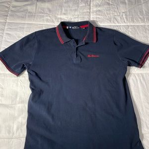 Ben Sherman Men’s Navy Blue with Red Trim Polo Size Small
